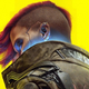 Cyberpunk 2077'nin PS5 sürümü için sanat, kahramanın neon sarı bir arka planın önüne baktığını gösteriyor.